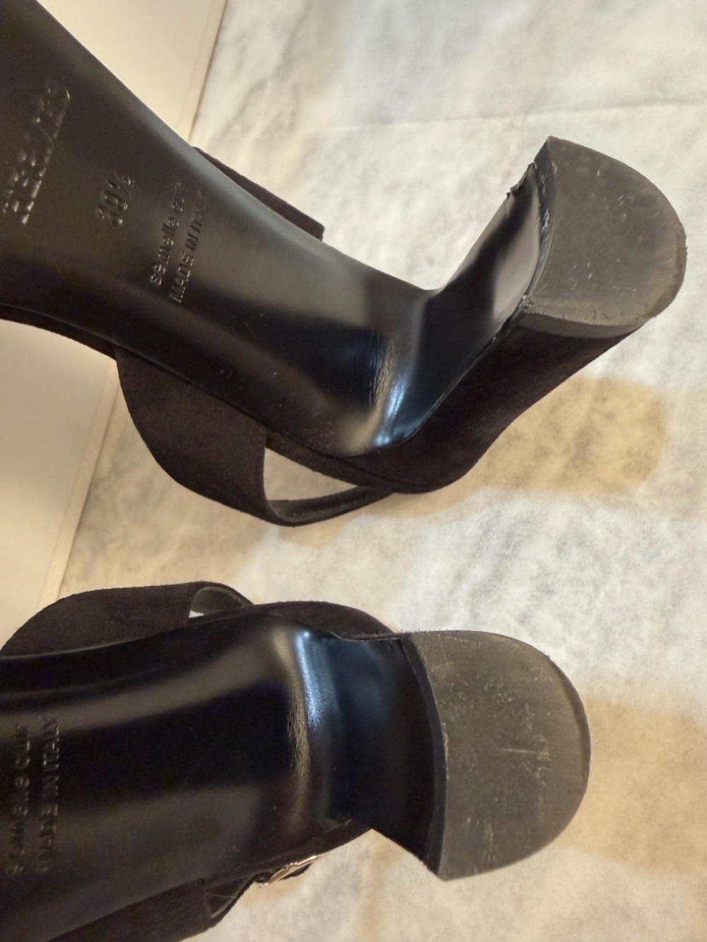 Hermes Black Suede Crystal Embellished Slingback H Sandals Size 39,9 (US 9,5) - Picture 13 of 17